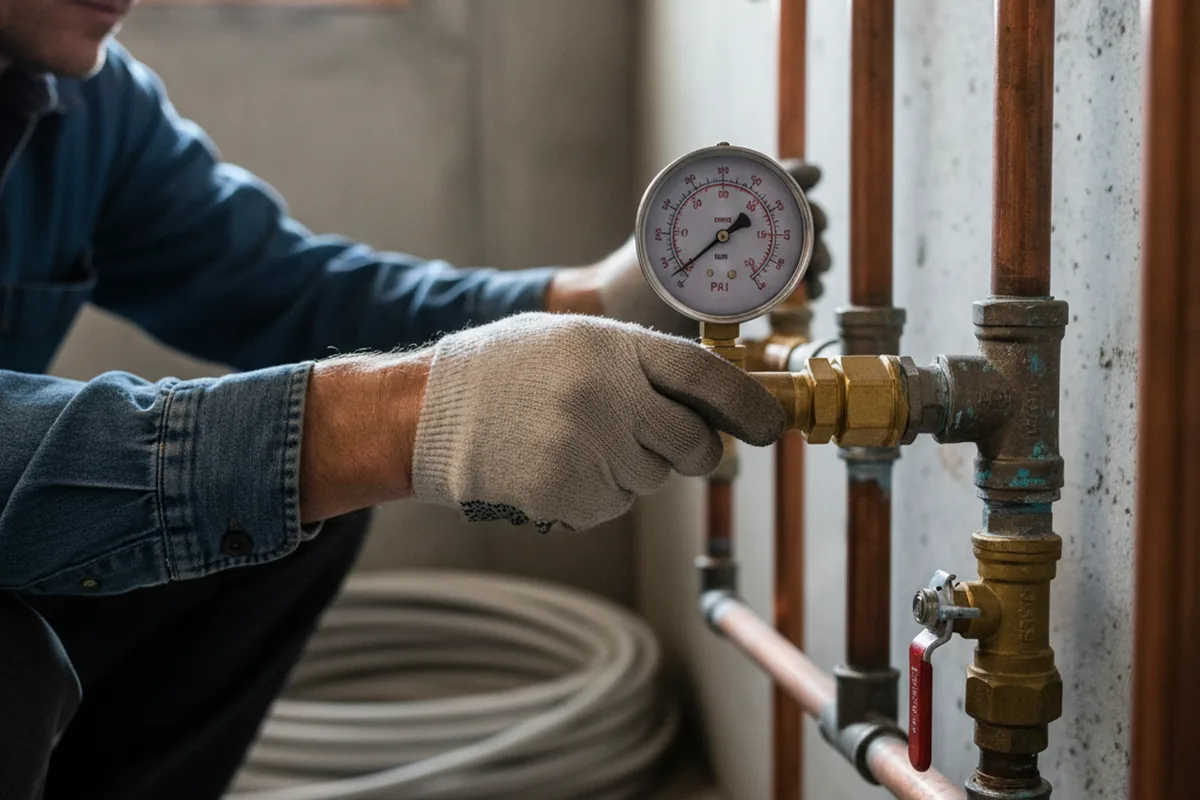 Pressure testing a repaired line during Water Line Repair in Delaware City